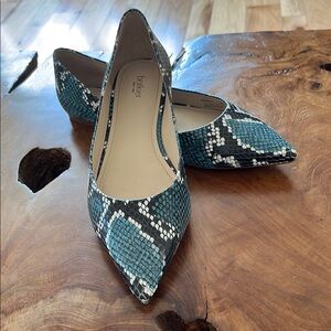 Botkier Teal and Black Snakeskin Leather Loafers